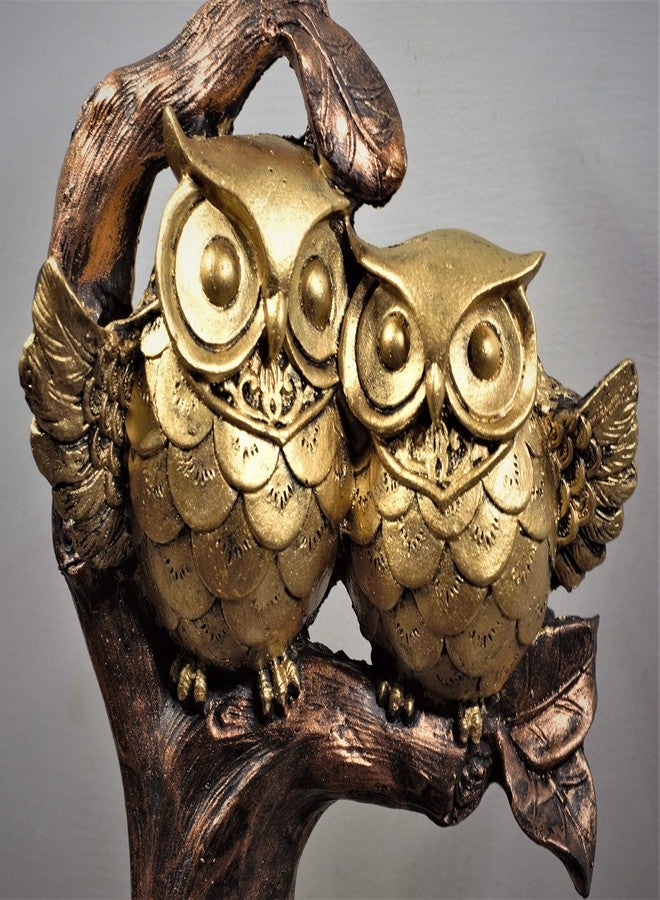 Inara Resin Creation Owl Statue/Idol/Showpiece For Home/Living Room Decoration (Golden & Brown) - 3.94X9.84 Inch - Image 3